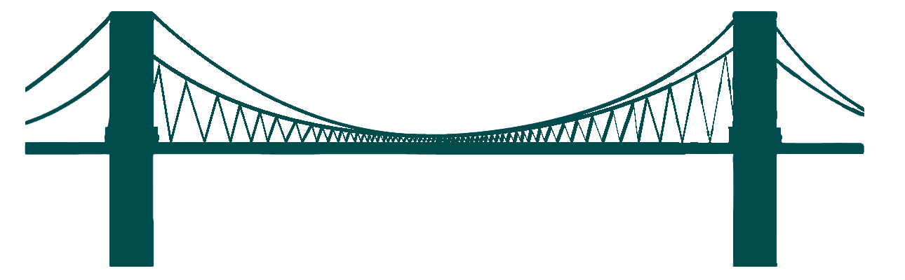 Flat green decorative illustration of the Brooklyn Bridge. 