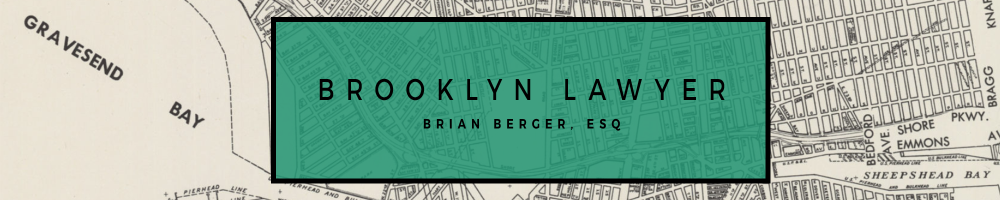 Brooklyn Lawyer Brian Berger Logo with Green Background on top of an historic map of Brooklyn